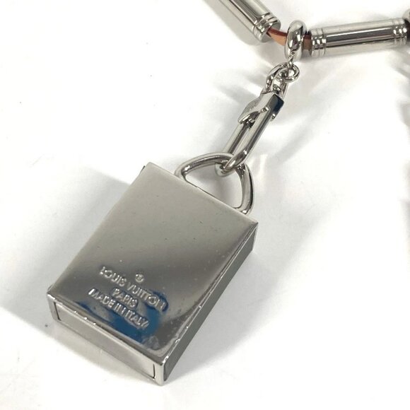 LOUIS VUITTON MP2140 Monogram Titanium Logo big Padlock Key Whistle Necklace - Picture 5 of 13